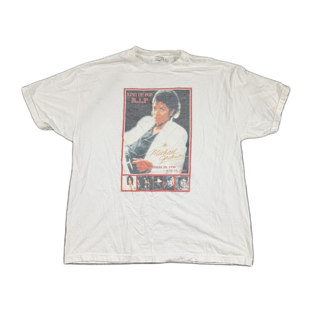 Michael Jackson King of Pop RIP 2009 Memorial Graphic T-Shirt Mens 2XL White
